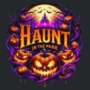 orange Haunt graphic - Adult Softstyle® 4.5 oz. V-Neck T-Shirt Design