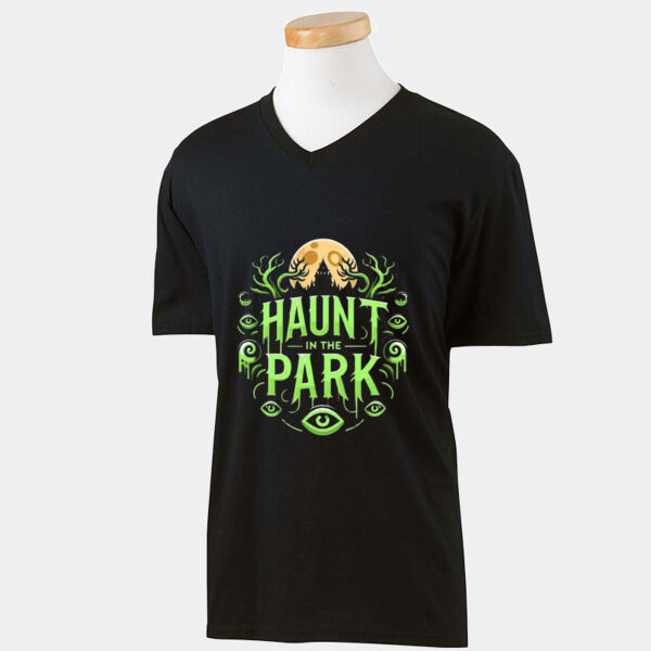 green Haunt graphic - Adult Softstyle® 4.5 oz. V-Neck T-Shirt Thumbnail