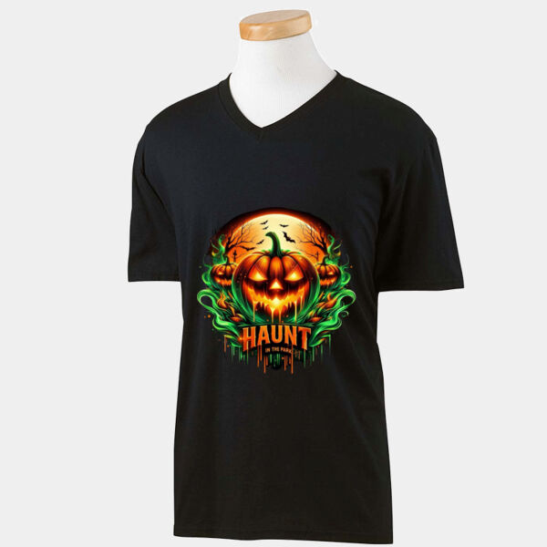 intense Haunt graphic - Adult Softstyle® 4.5 oz. V-Neck T-Shirt Thumbnail