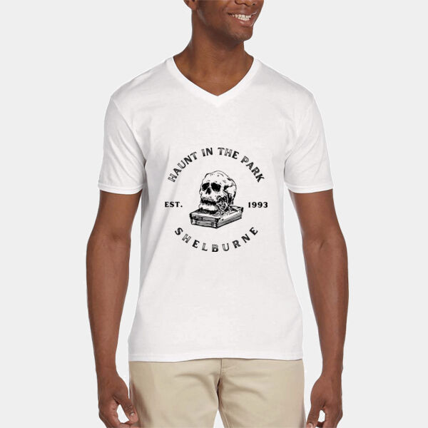 Haunt in the park Contest logo - Adult Softstyle® 4.5 oz. V-Neck T-Shirt 2 Thumbnail